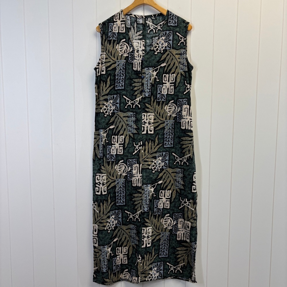 Handmade Women Tropical Island Maxi Dress Jacket Set Size L Resort Cruise Travel - Picture 2 of 9